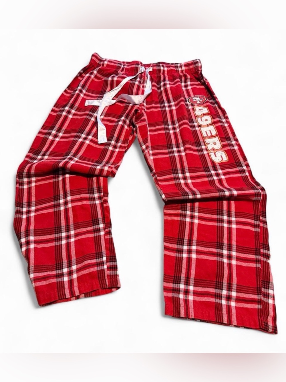 white & red plaid San Francisco 49ers pajama pants